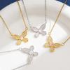 European Style Diamond Butterfly Necklace: White Gold Plated Choker for Women