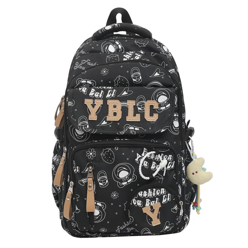 Printed Student Schoolbag Men's Large Capacity Travel Backpack Women's Campus Backpack with Coin Purse