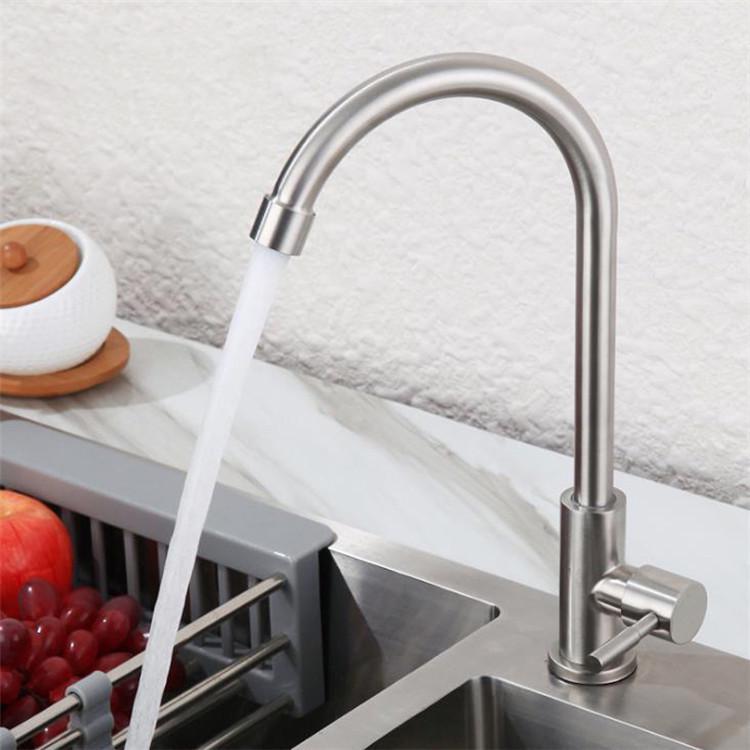 Telescopic Rotatable Dual-Outlet Stainless Steel Kitchen Sink Faucet No Inlet Hose