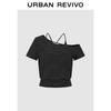 Women's Casual Asymmetrical Striped Faux Two-Piece Tee