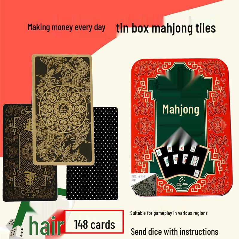 148-Piece Waterproof PVC Mahjong & Poker Playing Cards Set