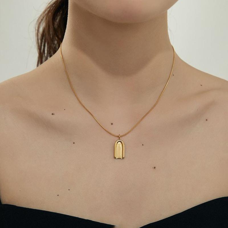 

Original Design Trendy Geometry Minimalist Necklace Retro Glossy Stacking Style Collar Chain Men S And Women S Pendants Jewelry 45cm