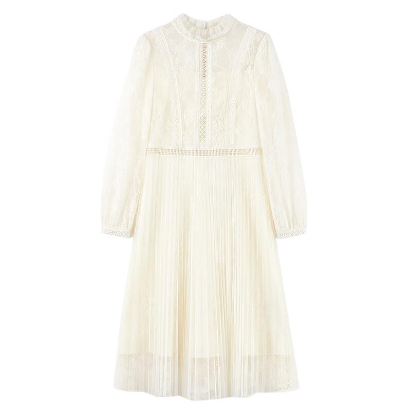 Elegant Lace Pleated A-Line Cinch-Waist Dress