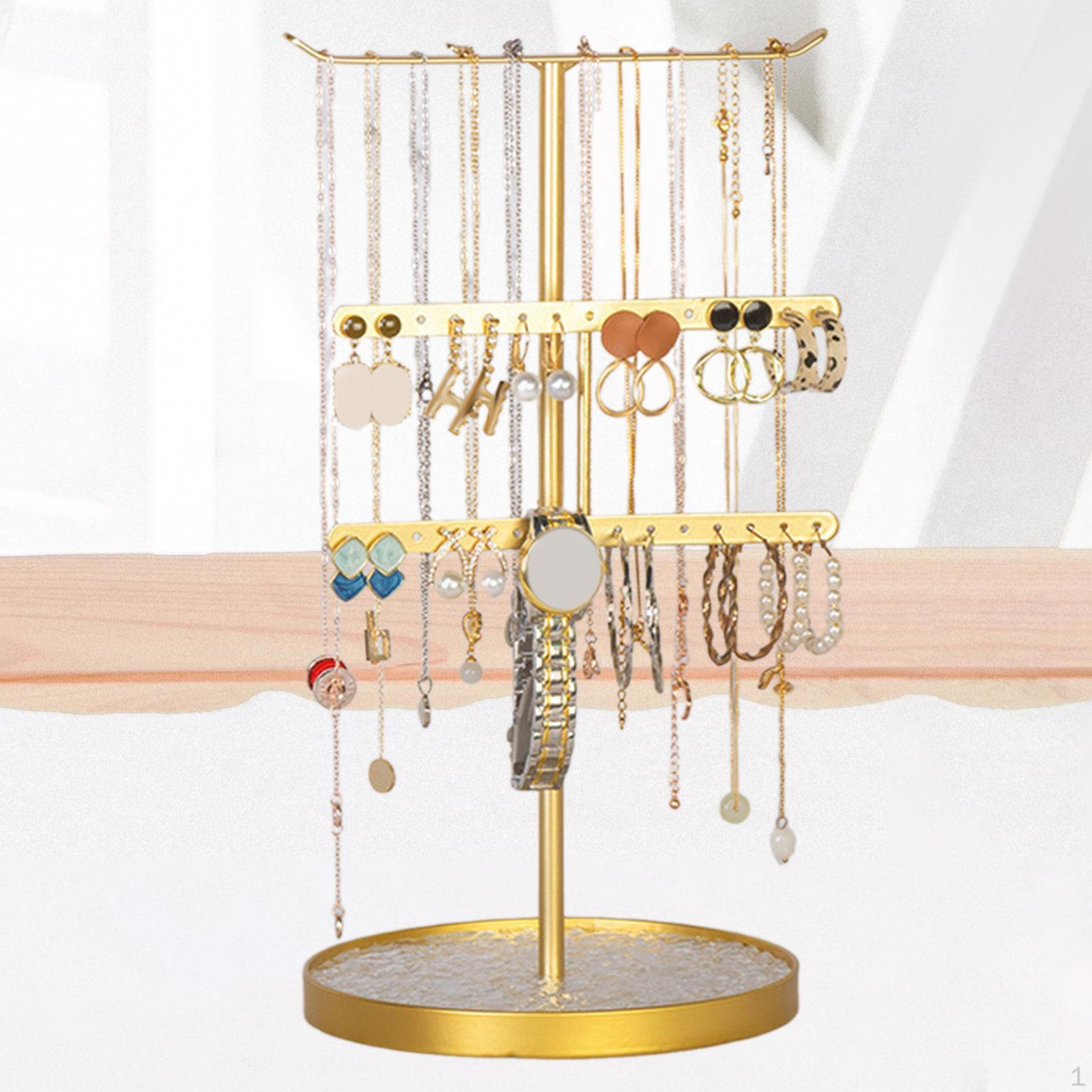 

Подставка для ювелирных изделий, двухуровневая, выставочная стойка, органайзер, башня для хранения, столешница для свадебной вечеринки золотой