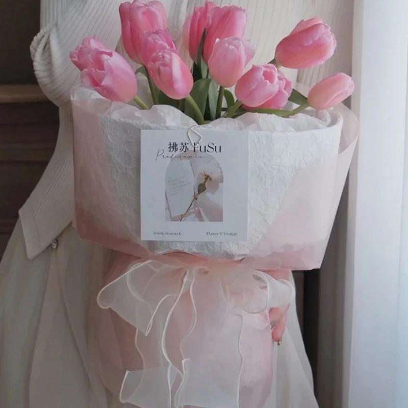 10Pcs Kraft Paper round Bouquet Flowers Package Stereotype Rose Lining Wrapping Paper for Flower Shop Auxiliary Tool