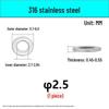 Stainless Steel 304/316 Flat Washers, M1.6-M48 Standard Sizes