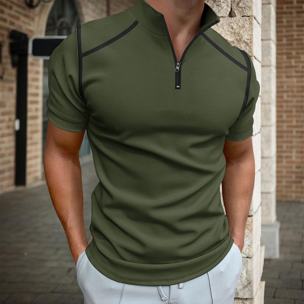 Men's Golf Short Sleeve T Shirts Casual Lightweight Shirt Stylish Quarter-Zip  Lapel Collar Shirt