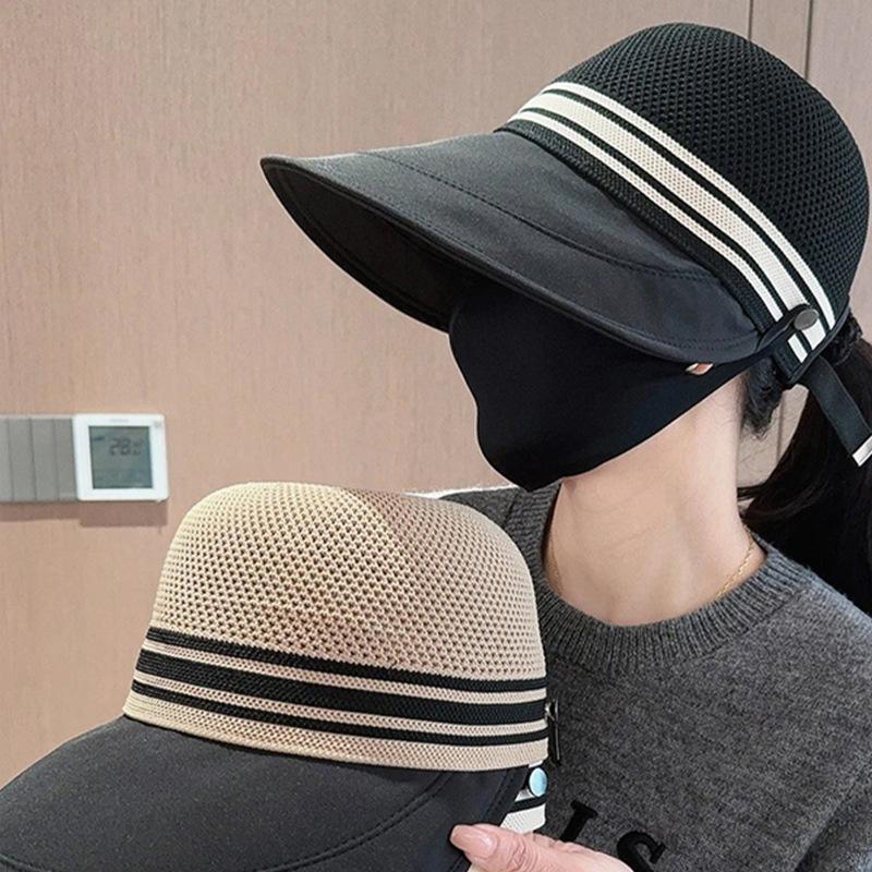 

Hollow breathable fisherman hat children summer outdoor large brim sunshade sunscreen hat can tie ponytail cap