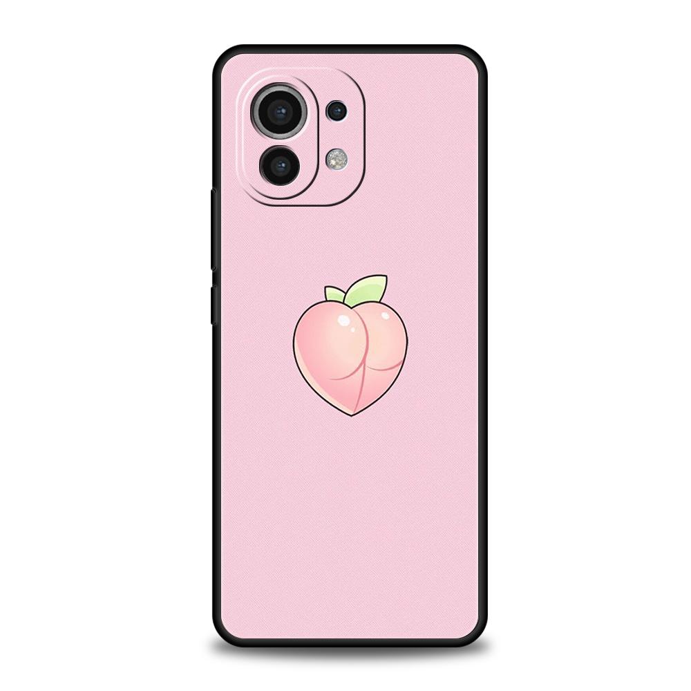Phone Case Cover for Xiaomi Poco F7 F6 F5 F4 F3 X7 X6 X5 X4 X3 NFC M4 C51 C55 GT Pro 5G Soft TPU Fundas Cartoon Fruit Peach Bags