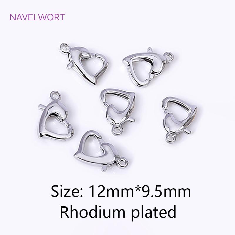 18K Gold Plated 10/12mm Heart Lobster Clasp Connector,Brass Love Lobster Claw Clasp Hook Accessories,Jewelry Materials Wholesale