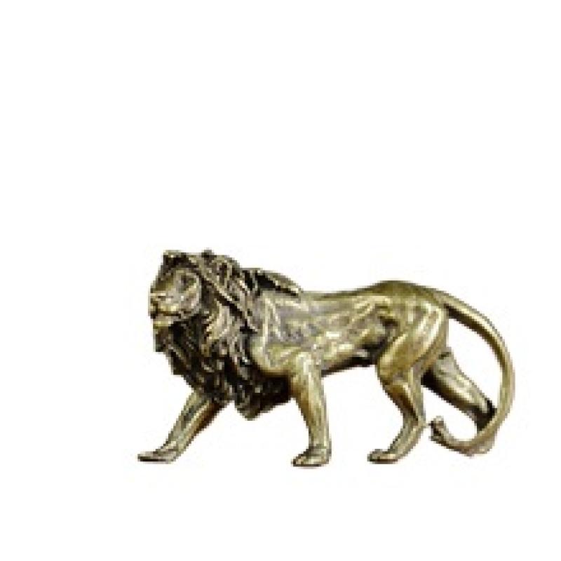 Pure Copper Majestic Lion King Miniatures Figurines Desk Decorations Vintage Brass Mini Animal Statue Home Decor Ornaments Craft