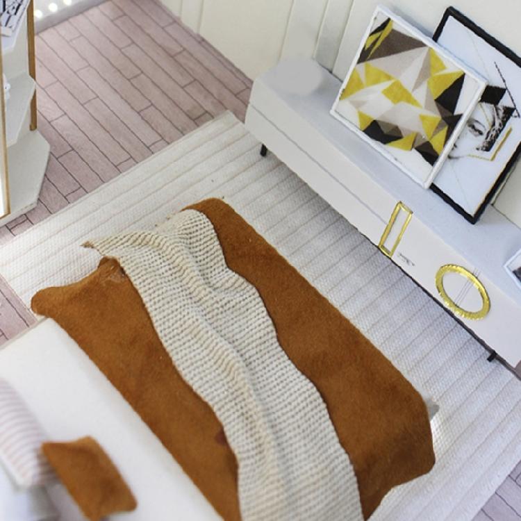 1/20 Miniature Double Bed Model Figurine with Realistic Detailing and Bedding Dollhouses Bedroom Furniture Project Decors