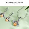 BAMOER 925 Silver Lovely Orange Bee Insect Pendant Necklace for Women 14K Gold Plated Jewelry Birthday Gift 2 Colors