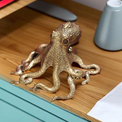 Ornament chobotnice Stolní retro slitina Figurka chobotnice chobotnice z masivního kovu Sběratelská socha chobotnice pro domácí kancelářské auto