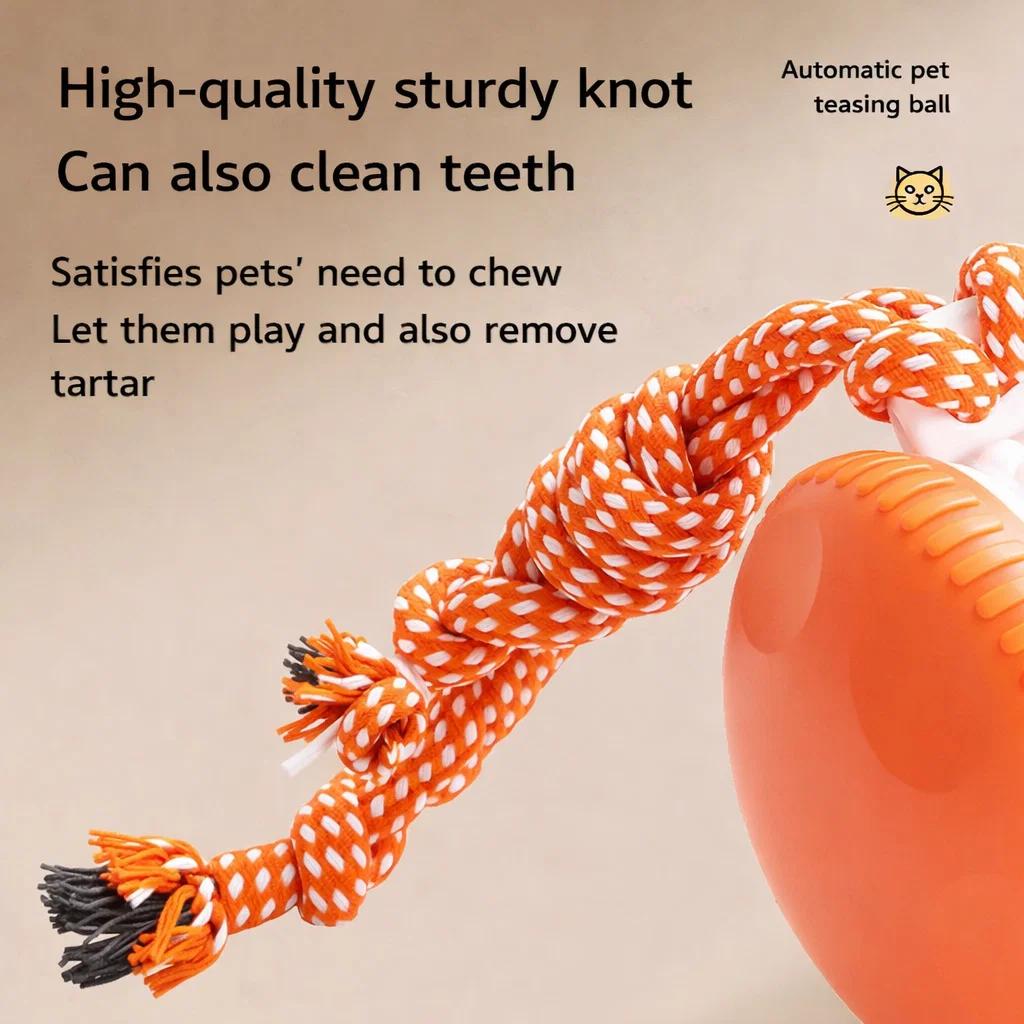 Durable Cat Toy Ball Rope-Bound Bouncy Ball Chew Resistant Interactive Self-Entertainment Pet Supplies Indoor Playing Dog Toys