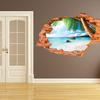 3D Beach Background Creative Removable Wall Sticker Living Room Decoration CDN