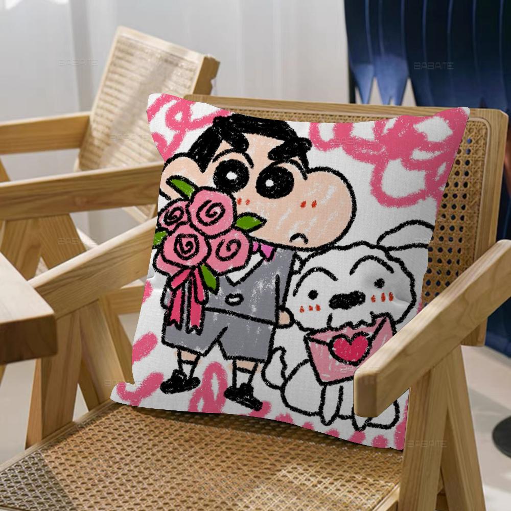 Watercolor Crayon Shin-chan Cushion Cover Car Throw Pillow Case For Sofa Car Christmas Gift 40x40cm 45x45cm