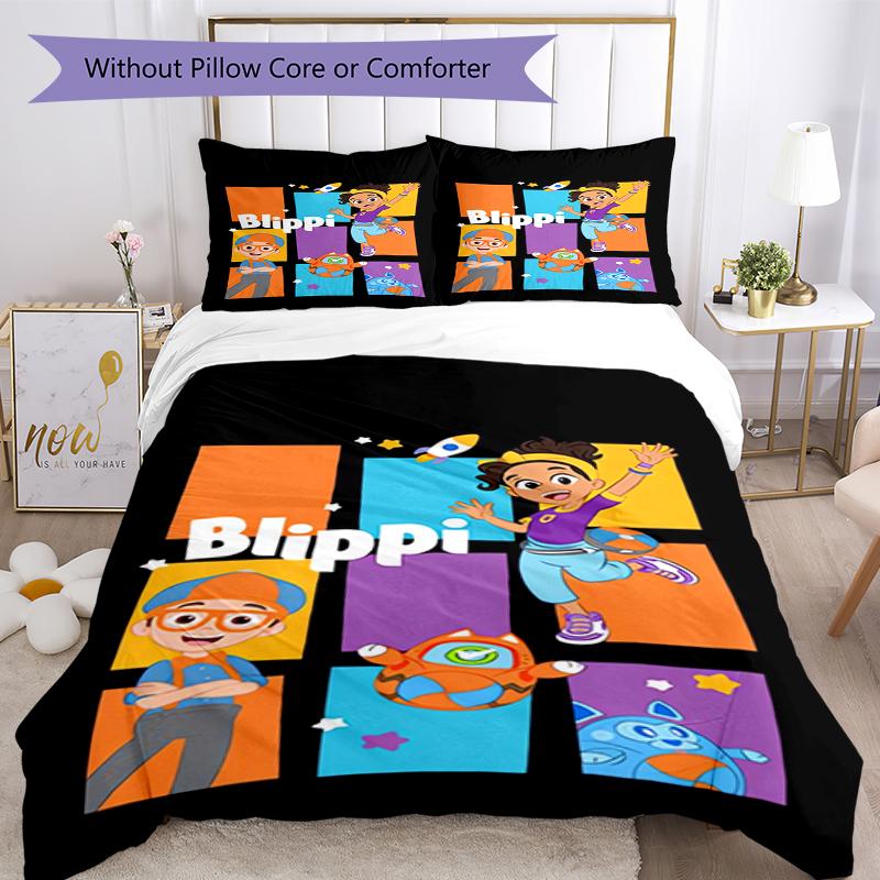 3pcs Blippi Bedding Set Duvet Cover Closure Includes 1 Duvet Cover & 2 Pillowcases, Soft and Comfortable for All Seasons.