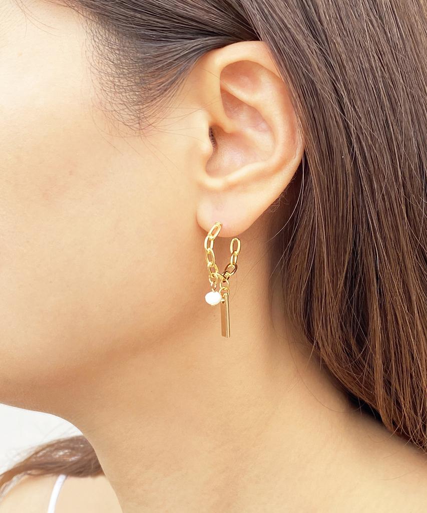 Lazy N Crazy Asymmetrical Freshwater Pearl Vintage Hoop Earrings