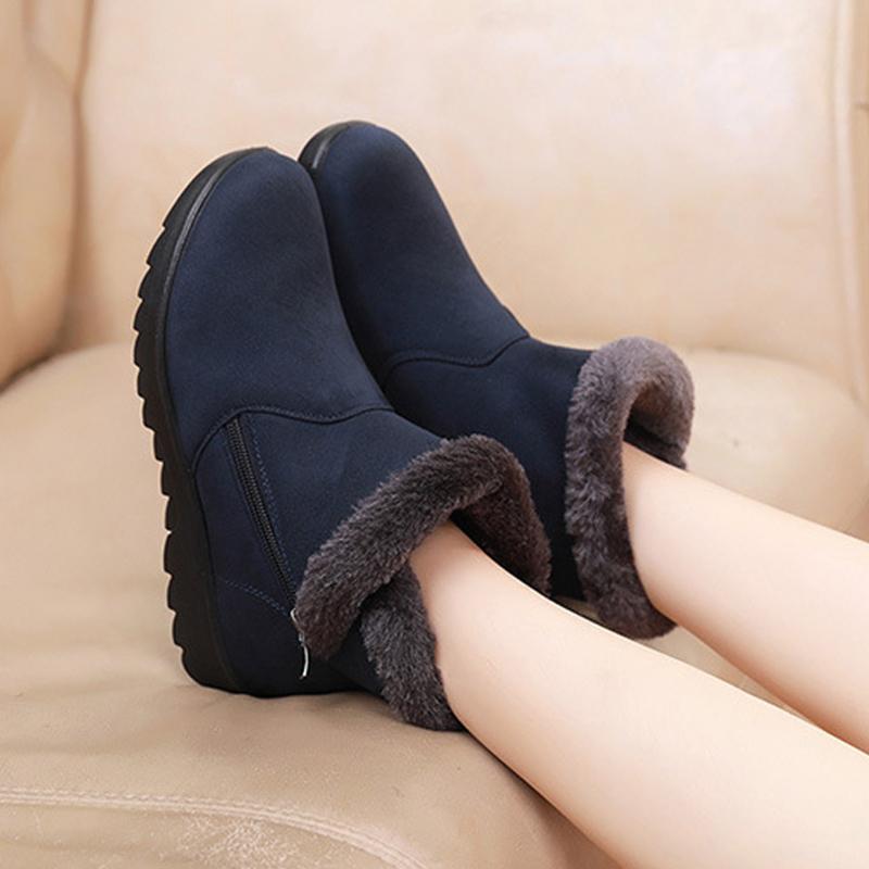 Winter Shoes Women Snow Boots Warm Plush Flat Non-slip Cotton Shoes Fashion Ladies Ankle Boots Black Blue Plus Size 41