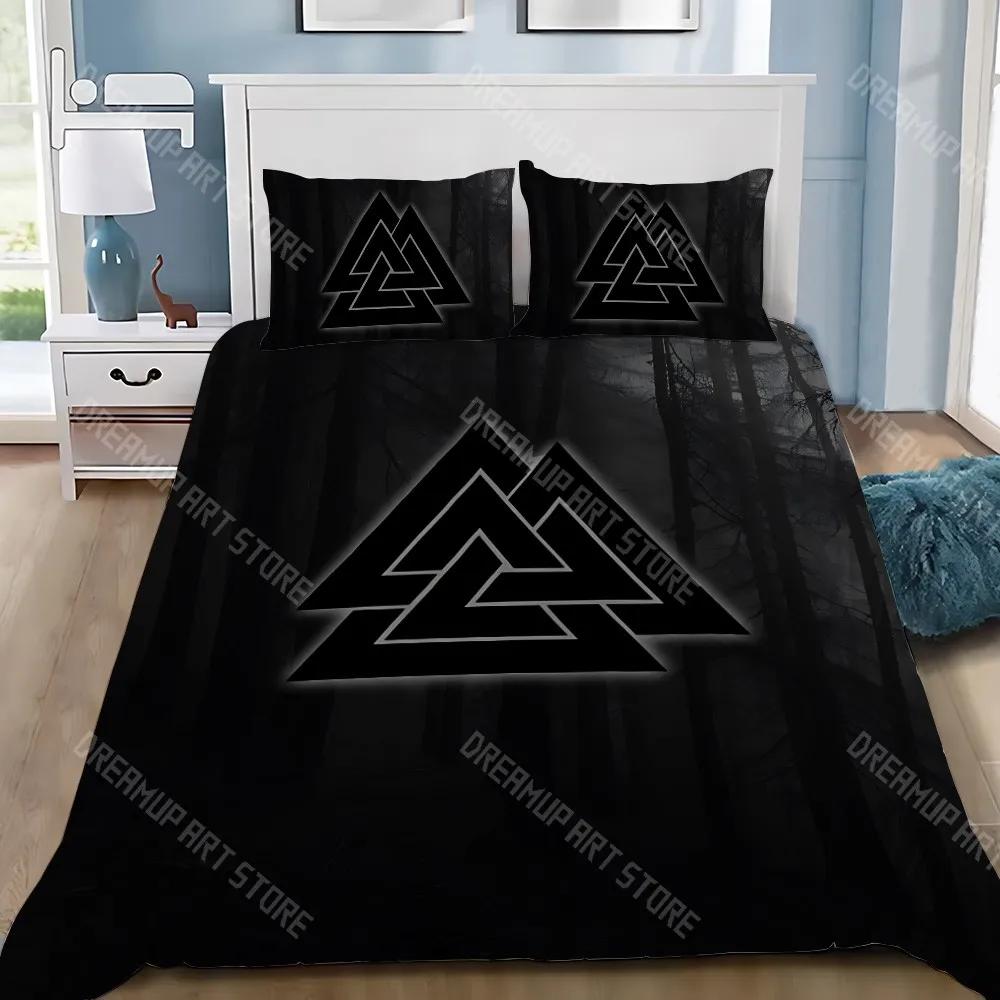 Viking Nordic Viking Mystical Symbol Duvet Cover Pillowcase Bedding Set Adult Boy Girl Bedroom Decoration Children Single D
