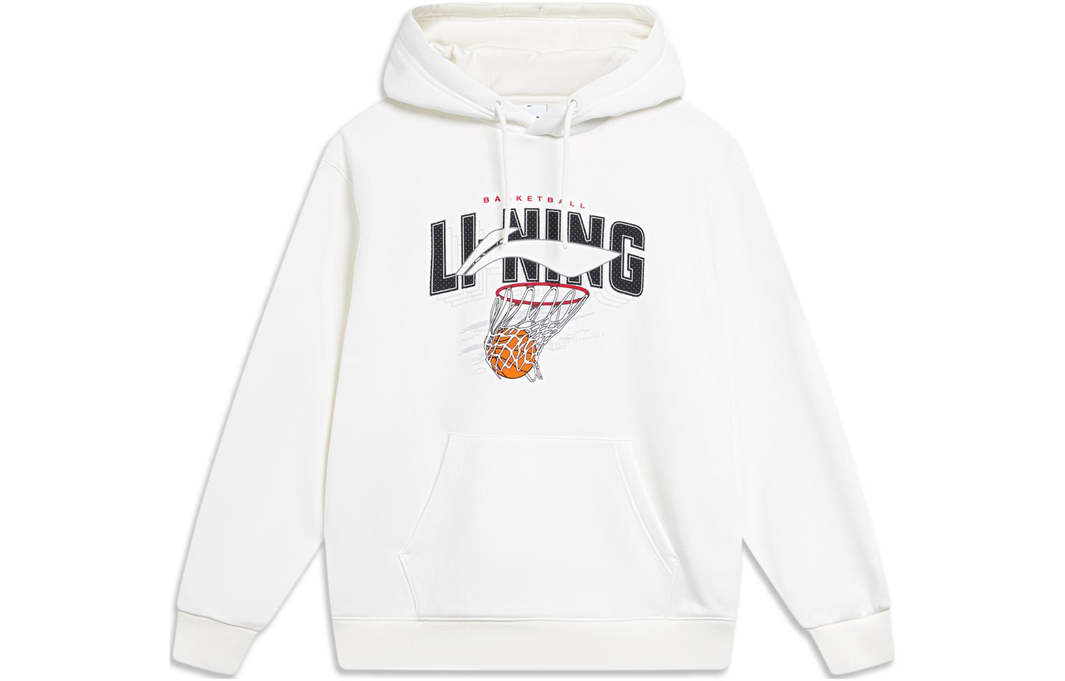 Li Ning Sports Life Collection Sweatshirts Men s Ivory Hooded Thickened Regular AWDTE39-2 XL