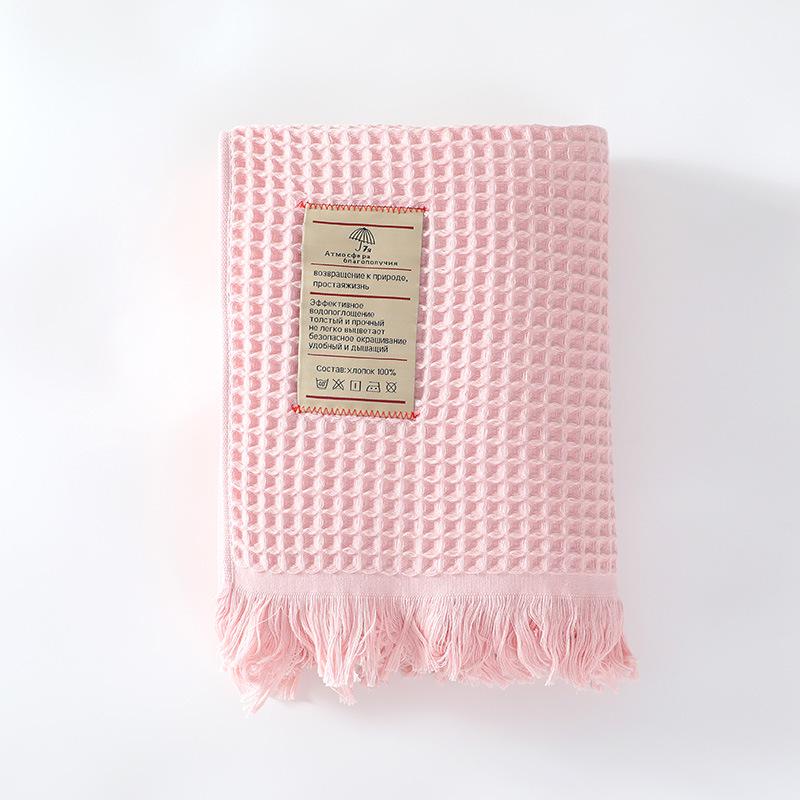

Large Unisex Honeycomb Waffle Cotton Bath Towel with Tassels, 90x180cm, Multi-color 70*140cm