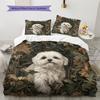 Maltese Pattern Bedding Home Decoration Birthday Gift (1 * Duvet Cover + 2 * Pillowcase, Without Core)