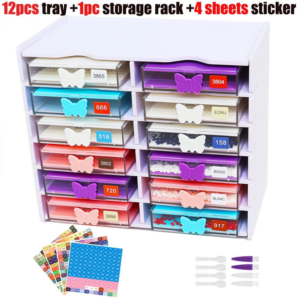 12 Grids Drawer Diamonds Painting Art Tool Tray With Rack DIY Mosaic Diamond Embroidery Tary 5D Handmade Handicrafts Tool Access