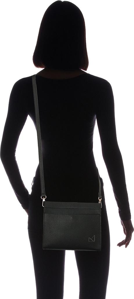Maison Vert Square Mini Shoulder Bag, Lightweight Shrink Faux Leather, Women's, Black (10)