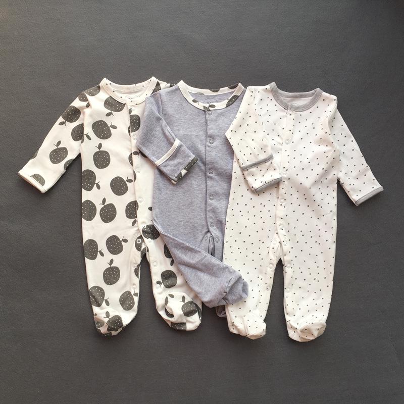 Spring & Autumn Baby Jumpsuit: Foot-Covering, Cotton Romper Pajamas for Newborn Boys & Girls