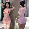 Sexy Lingerie Nurse Uniform Set Women Underwear Deep V Sexy Nurse Woman Cosplay Costume Hollow Out Mini Dress Women's Clothing