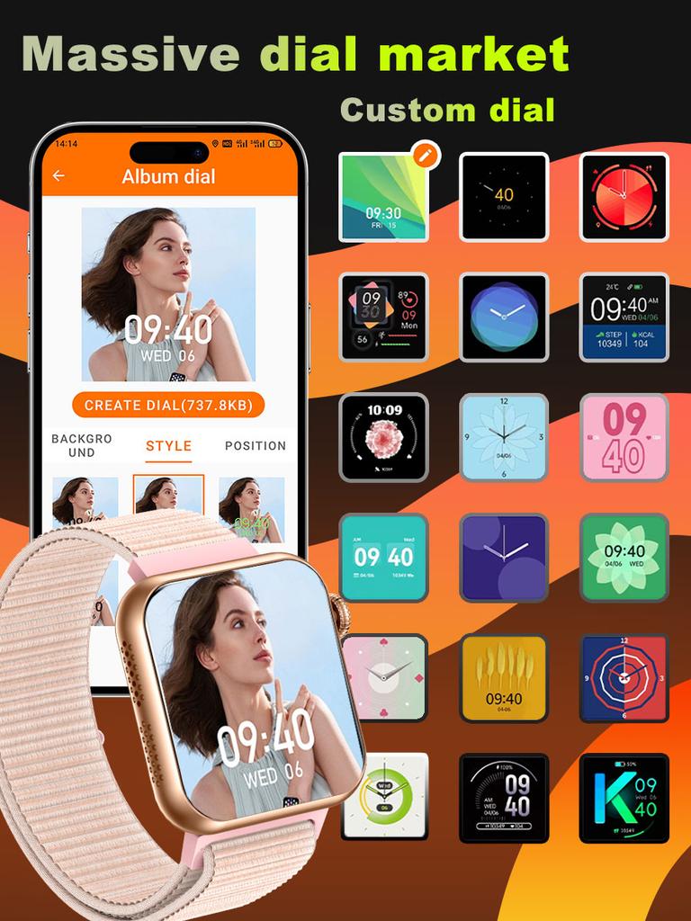 SACOSDING Bluetooth Call Smart Watch 1.72" HD Screen AI Voice Micro Gheck IP68 Waterproof BP Oxygen Heart Rate Smartwatch