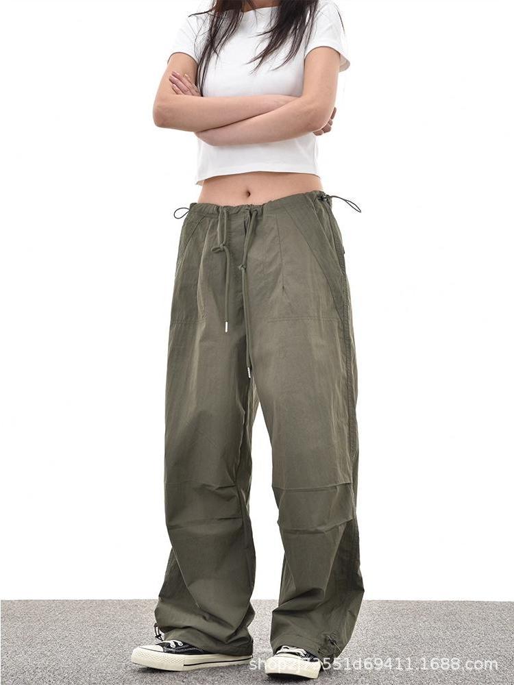 Damen Militärgrüne Weitbeinige Fallschirm-Cargo-Hosen - 2025 Sommer Extra-Lang