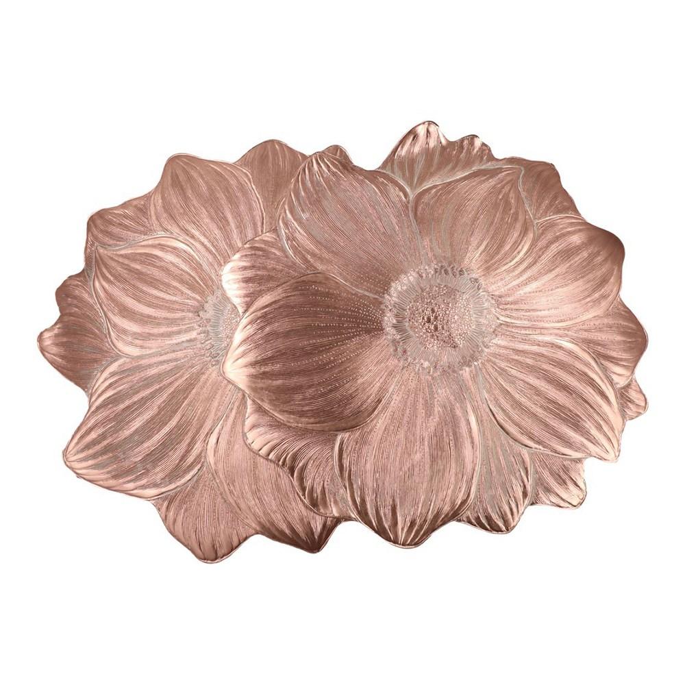 2PCS Oil-Resistant Flower Shaped Placemat Solid Color Coaster Durable Tableware Mat Kitchen