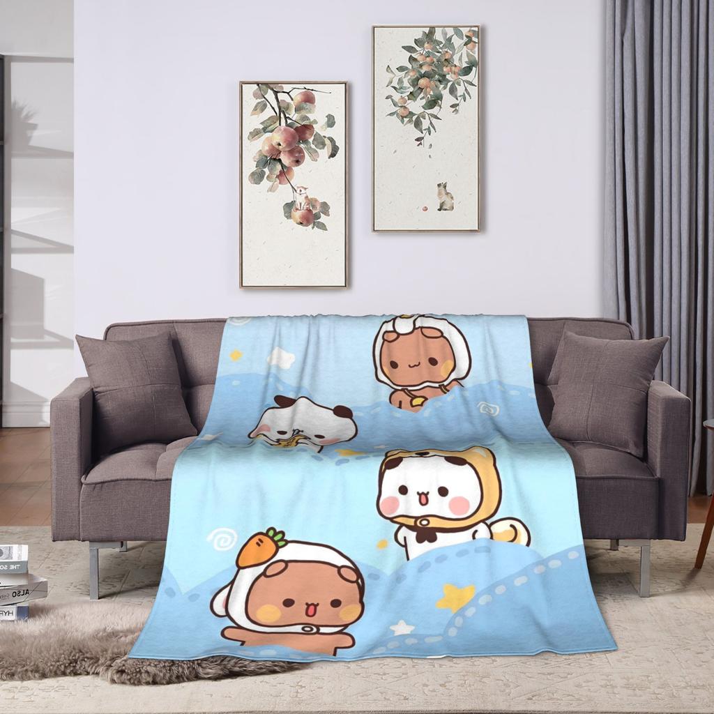 Bear Cartoon Cute Bubu Dudu Blanket Flannel Print  Portable Ultra-Soft Throw Blanket for Home Travel Bedspread