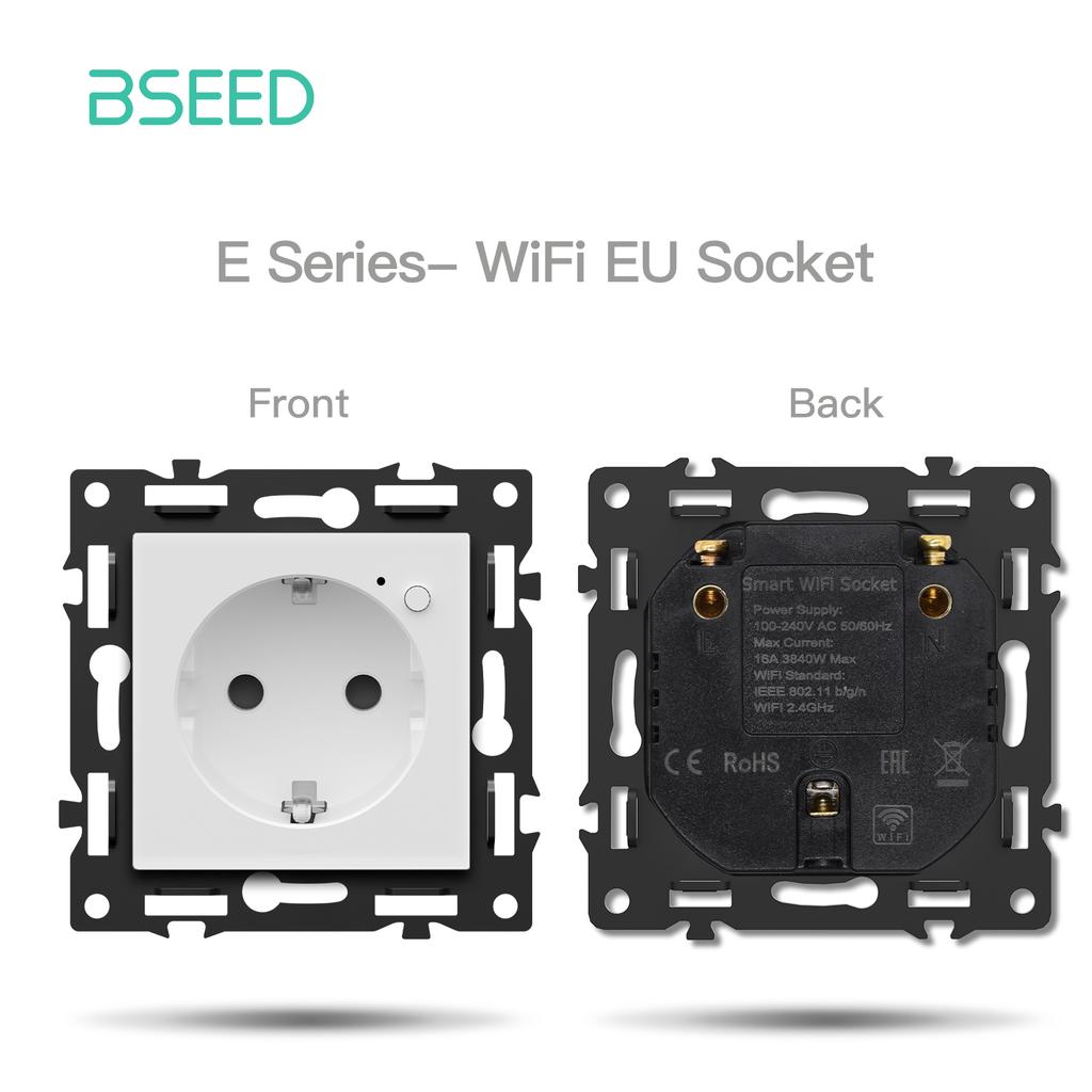BSEED WIFI Click Switch Module Smart Light Switch Parts White Plastic Frame DIY Combination Wall Sockets USB Charge Key E-Series