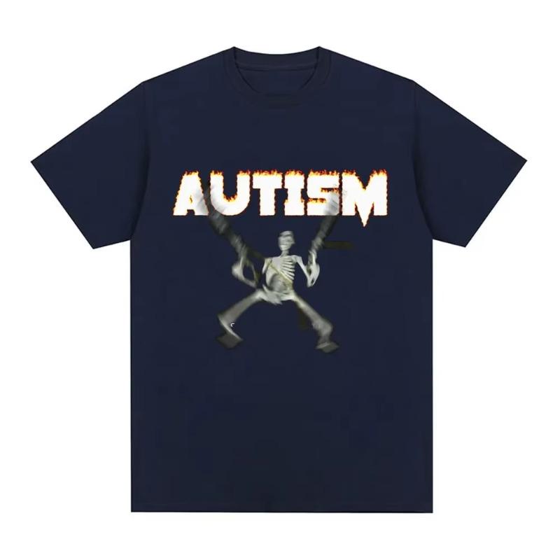 Maglietta Meme Scheletro Autismo Umorismo Teschio Divertente Uomo Donna Moda Hip Hop T-shirt Casual Cotone Manica Corta T-shirt Harajuku