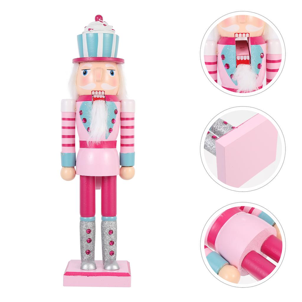 Nussknacker Soldat Weihnachten Desktop Nussknacker Figuren Rosa Süßigkeiten Spielzeug Dekorationen Weihnachten Holzhandwerk Mädchen Kind Kranz