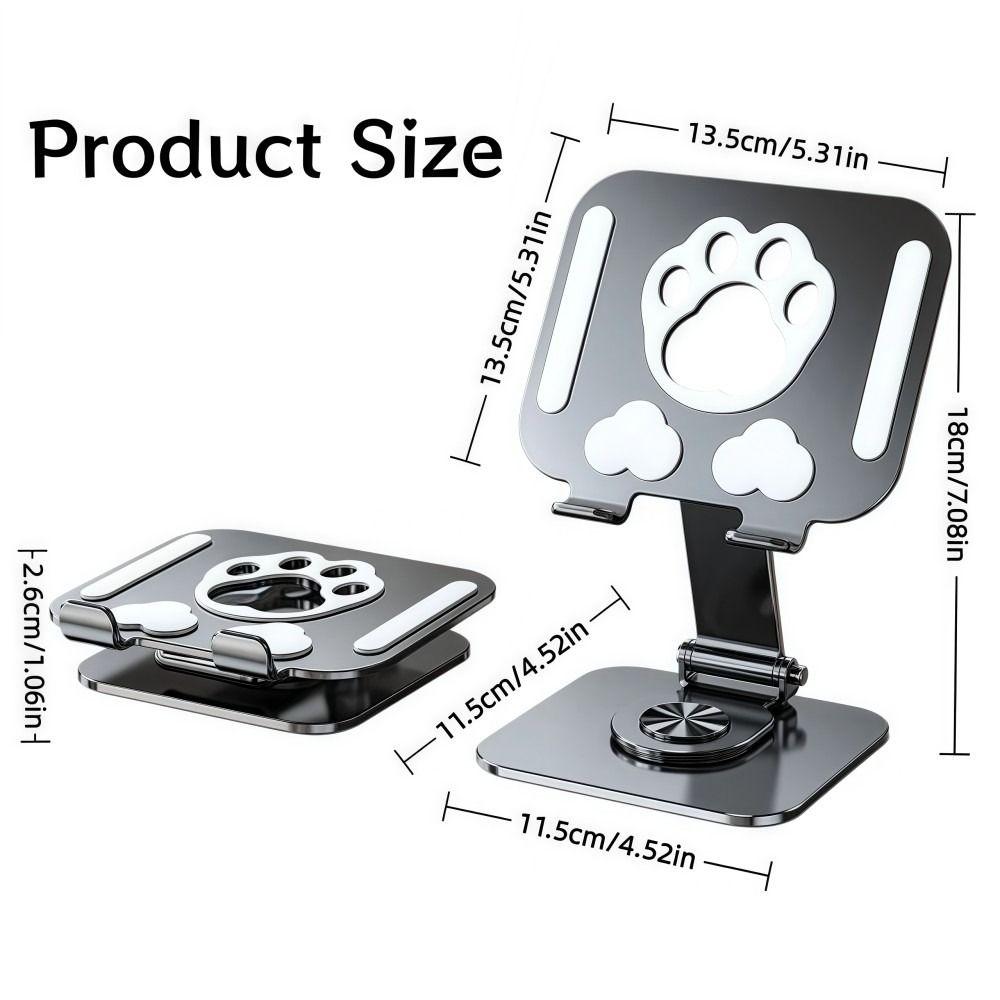 Foldable Cat Claws Tablet Holder 360° Rotation Rotatable Alloy Tablet Stand Heat Dissipation Hollowed-out Phone Stand
