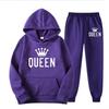 2025 Erkek Büyük Beden Polar Kapüşonlu Sweatshirt Seti - QUEEN Baskılı Moda Sonbahar/Kış İçin