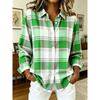 Camicia da Donna Stampata a Maniche Lunghe Moda Revers Casual Quotidiana Top da Donna