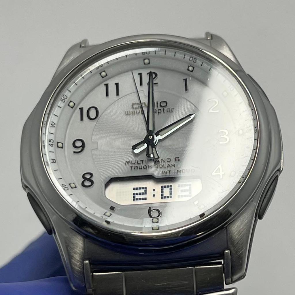 Used Good Condition CASIO Wave Ceptor WVA-M630 Silver Solar Radio