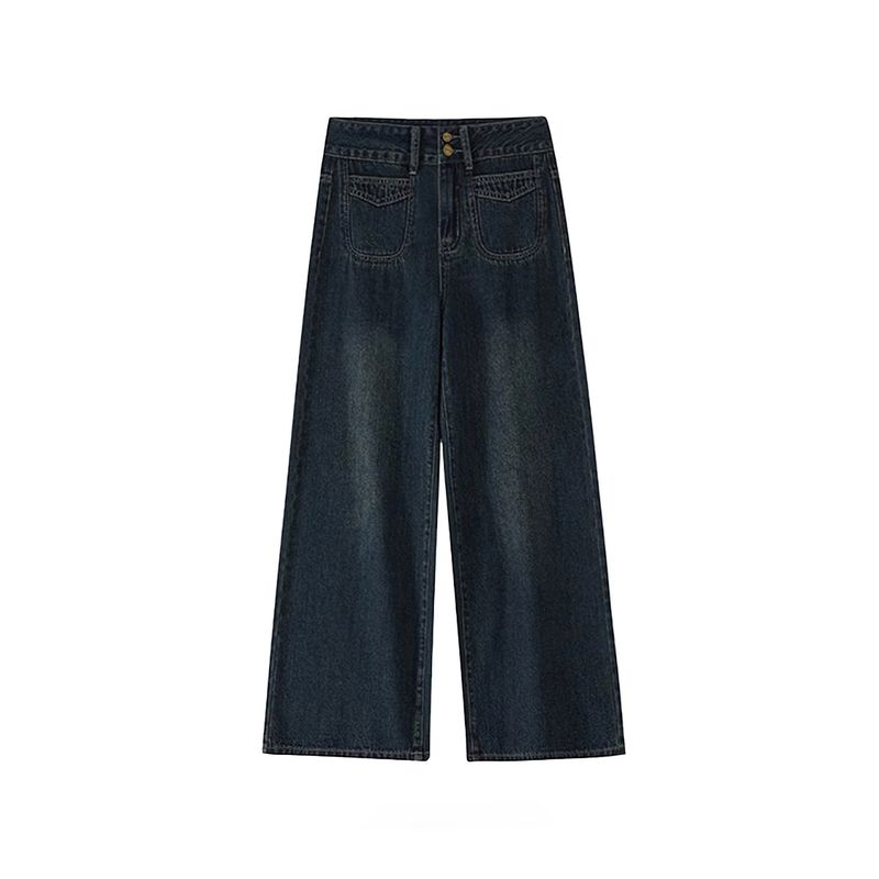 mm Retro Blue Fat Sister Pear Shapes Denim Blue, Regular 3XL(Suggestion 80-90kg)
