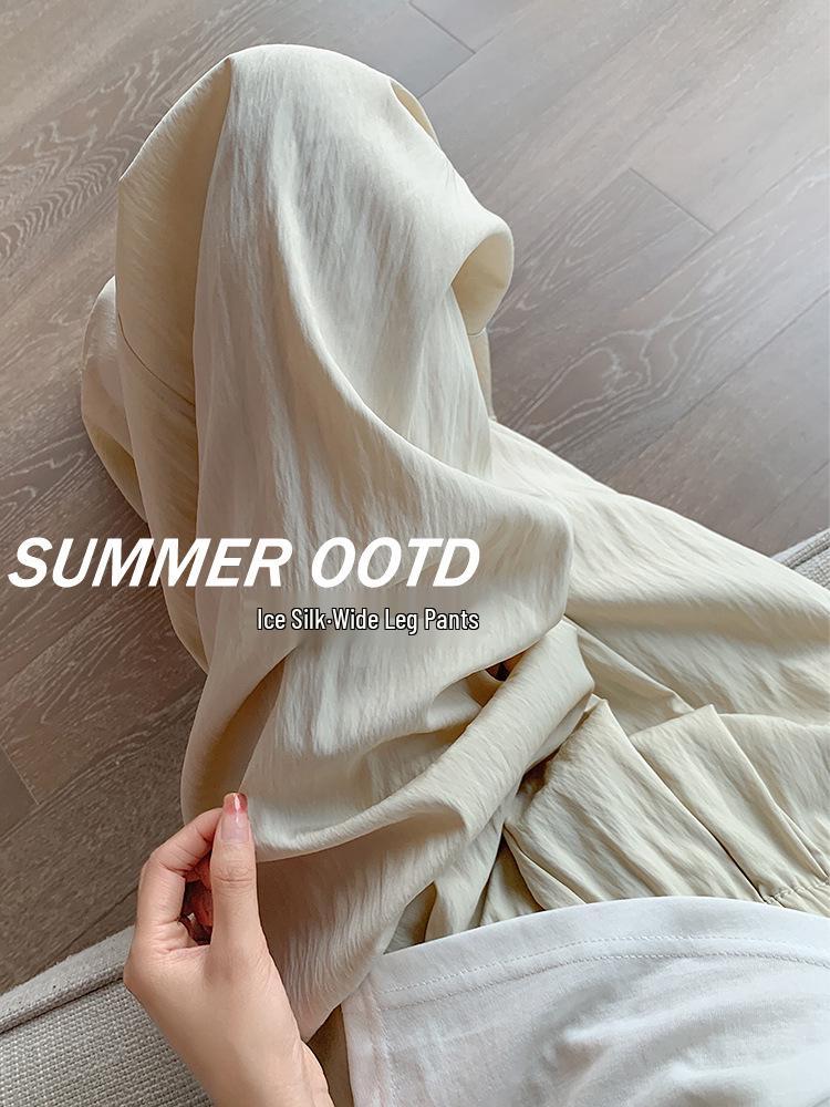 

Women s High-Waist Japanese-Style Pleated Wide-Leg Pants - Lightweight, Loose Fit, Slimming, Sun Protection M