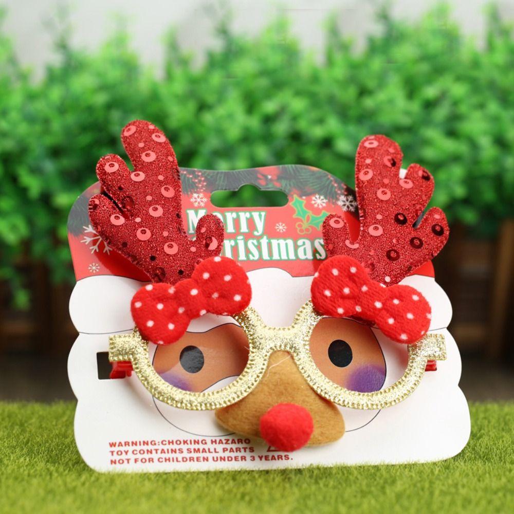 Handmade Christmas Glasses Frame Sequin Elk Antlers Glasses Frame  Masquerade Party