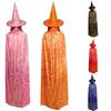 Premium Halloween Cloak With Sewn Craft Adult And Children's Costume Witch Cape For Cosplay Black