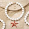 Creative Red Lobster Crab Starfish Coral Pendant Beads Necklace Stylish Versatile Niche Summer Beach Vacation Collarbone Chain