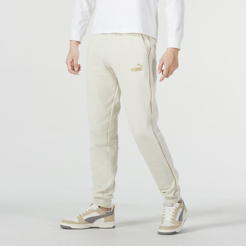 PUMA Solid Color Casual Tapered Knit Sports Pants Men bottoms Off-White 680307-87