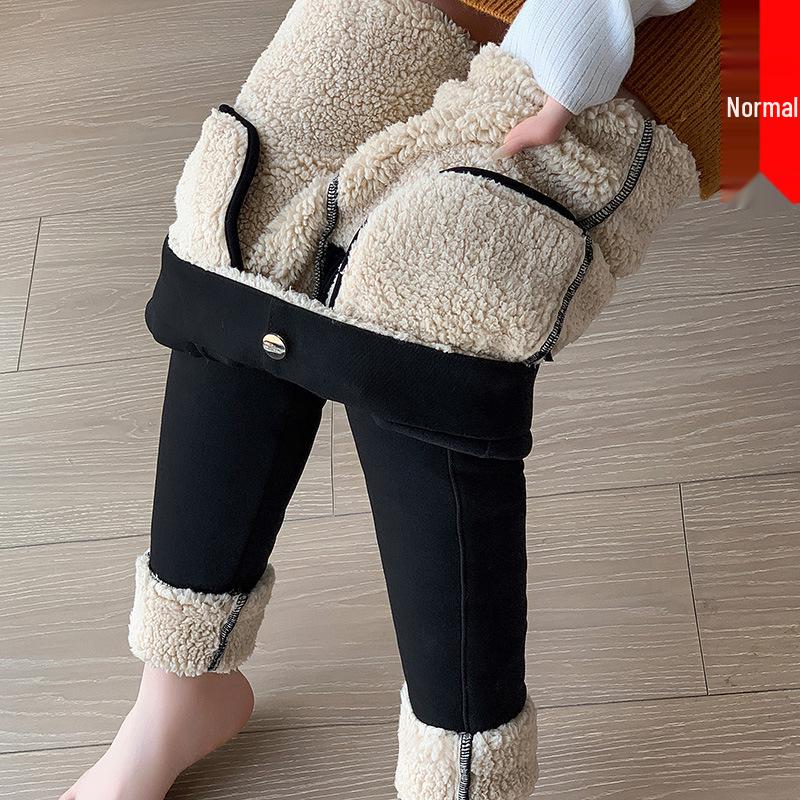 Women s Winter High Waist Thickened Lambswool Leggings: Stretchy, Velvet-Lined, Warm Skinny Pants L